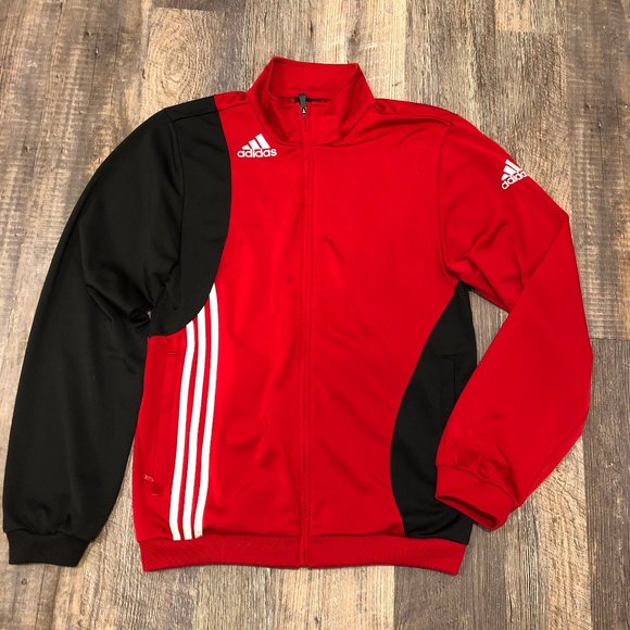 adidas Jackets & Coats | Adidas Red And Black Full Zip Track Jacket | Poshmark